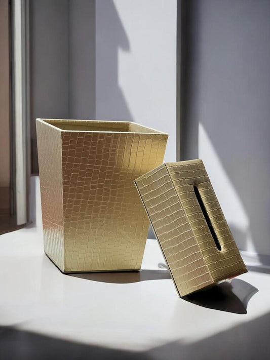 leather dustbin with tissue box