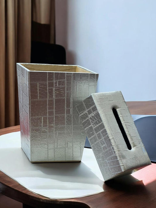 leather dustbin with tissue box