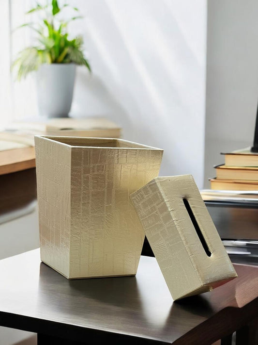 leather dustbin with tissue box