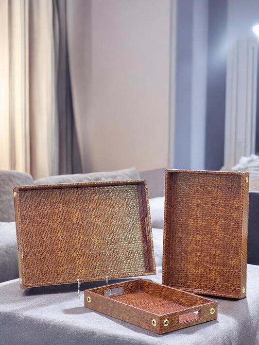 Leather trays 3 pcs set