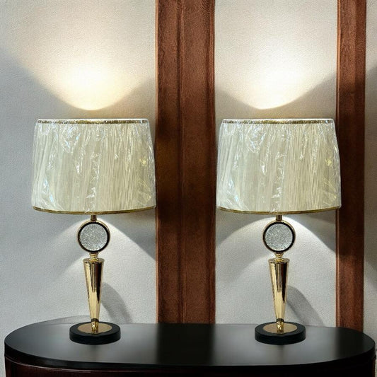 Metal with crystal Lamp pair With shade