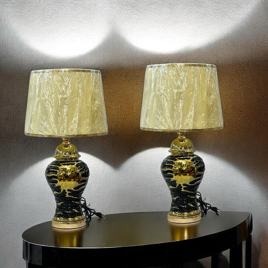 ceramic lamp pair with shade