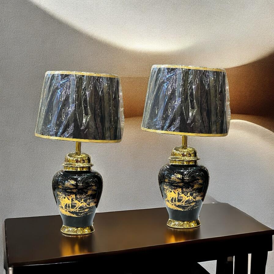 ceramic lamp pair with shade