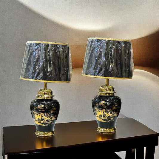 ceramic lamp pair with shade