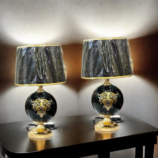 ceramic lamp pair with shade