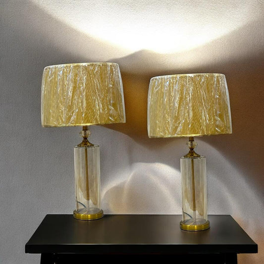 Glass Lamp pair With shade
