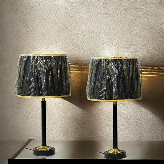 Metal lamp pair with shade