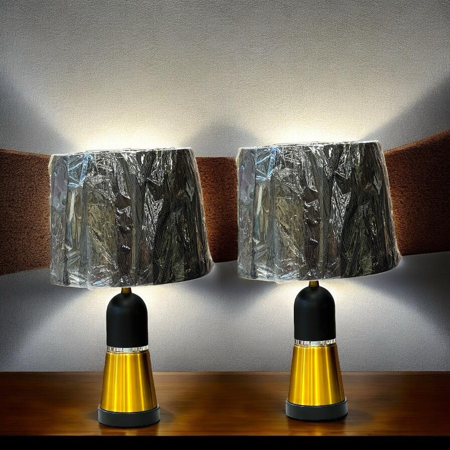 Metal lamp pair with shade