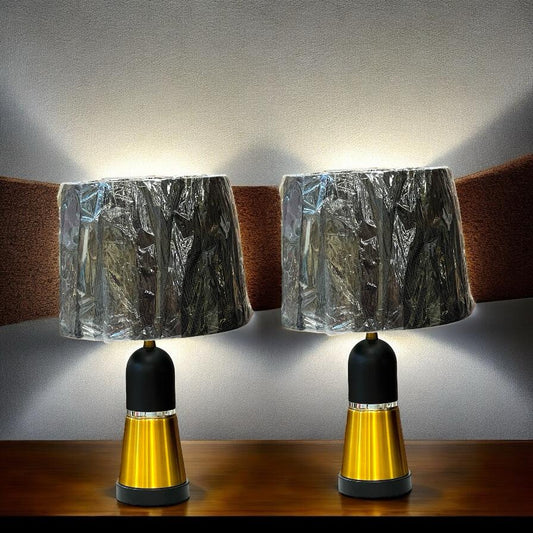 Metal lamp pair with shade