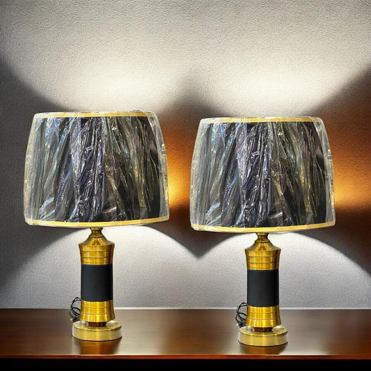 Metal lamp pair with shade