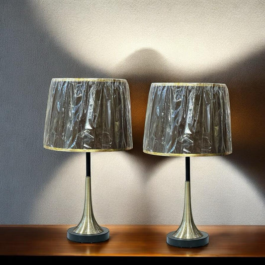 Metal lamp pair with shade
