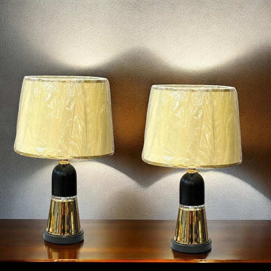 Metal lamp pair with shade