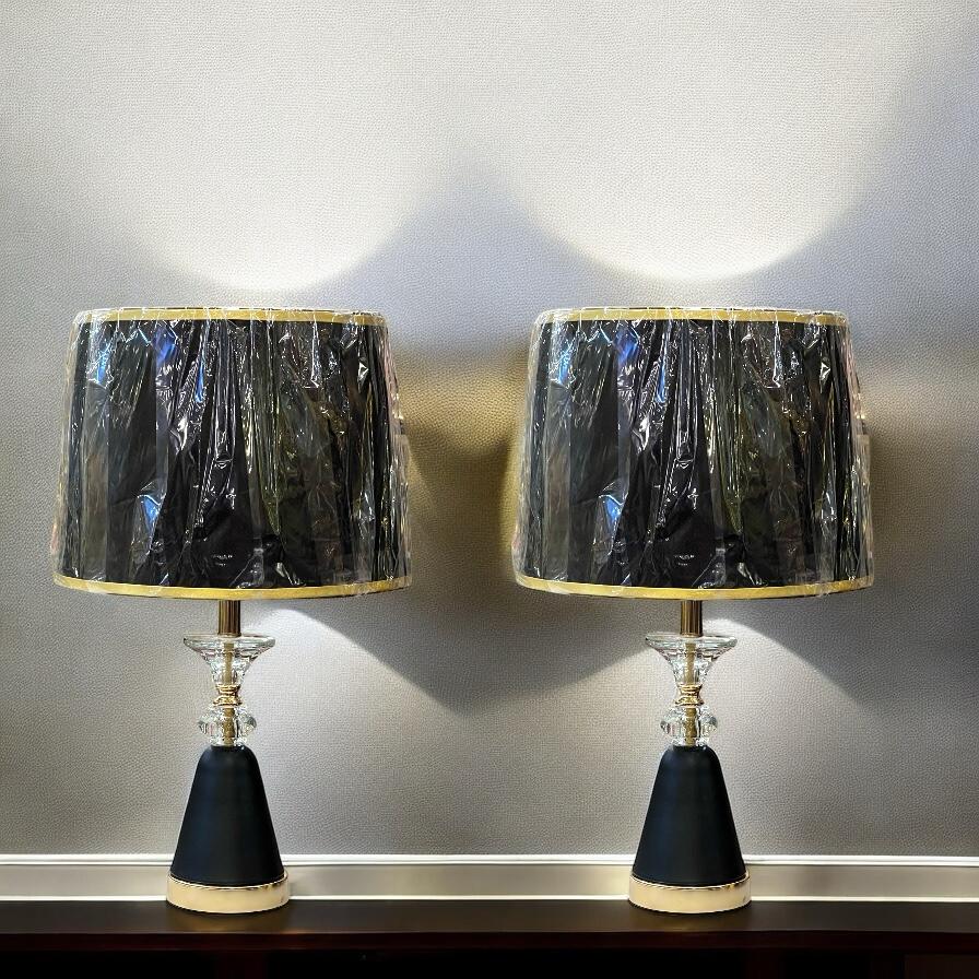 Metal lamp pair with shade
