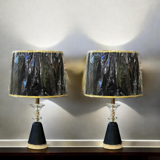 Metal lamp pair with shade