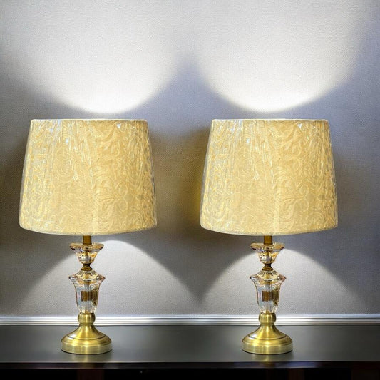 Crystal lamp pair with shade
