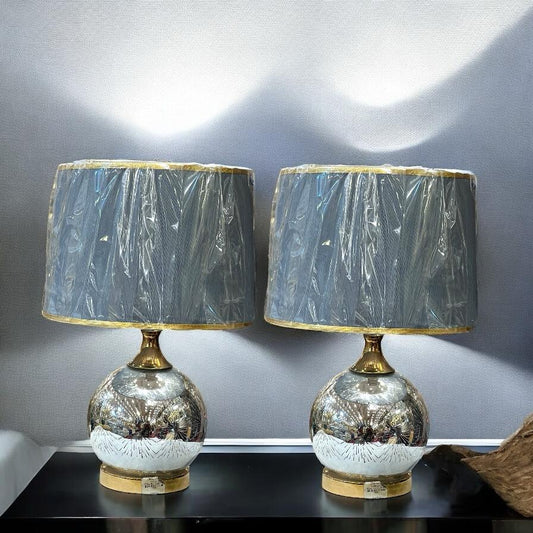 Glass lamp pair with shade