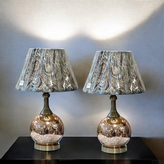 Glass lamp pair with shade