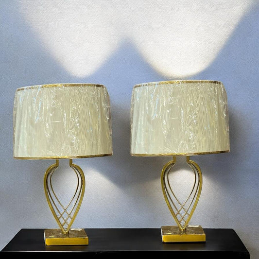 Brass lamp pair with shade
