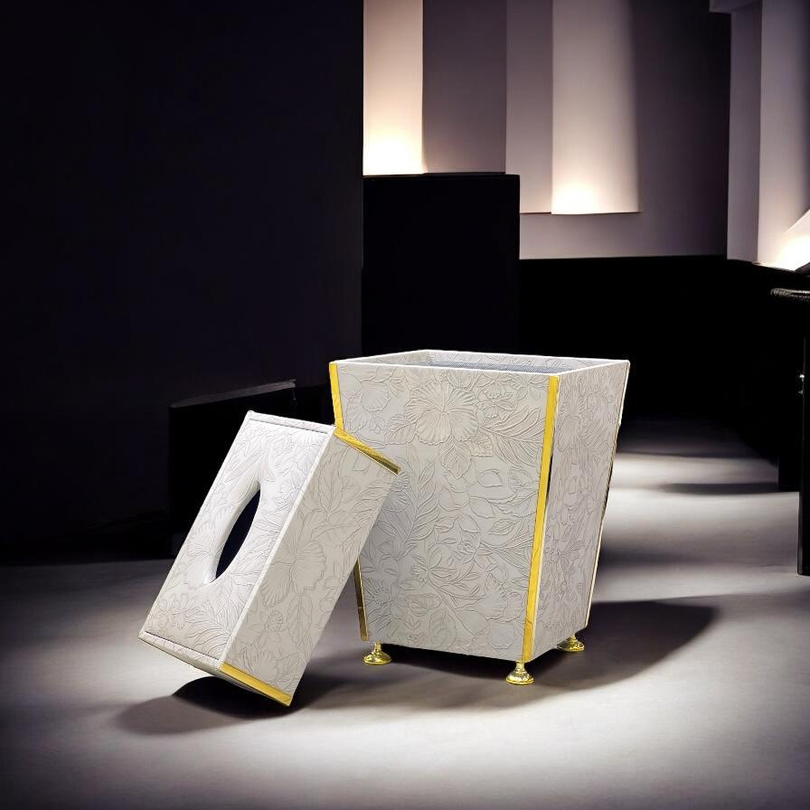 Leather dustbin with tissue box