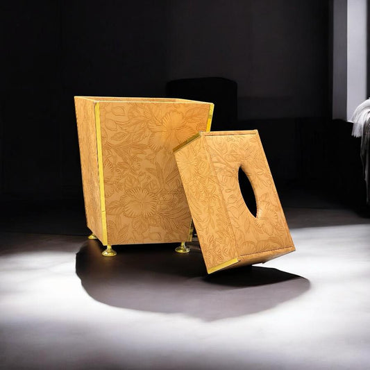Leather dustbin with tissue box