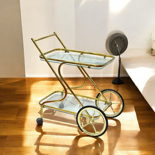 Tea trolly brass with temperd glass