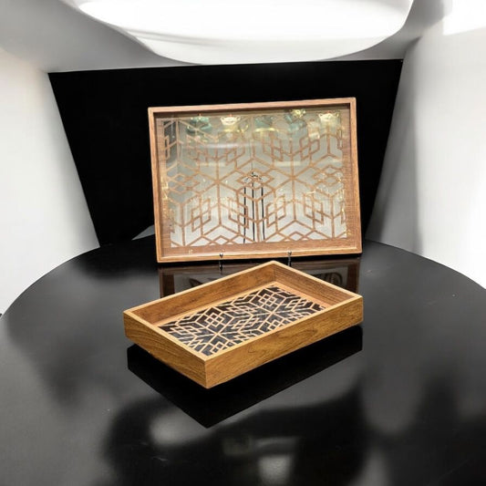 wood tray 2 pc set