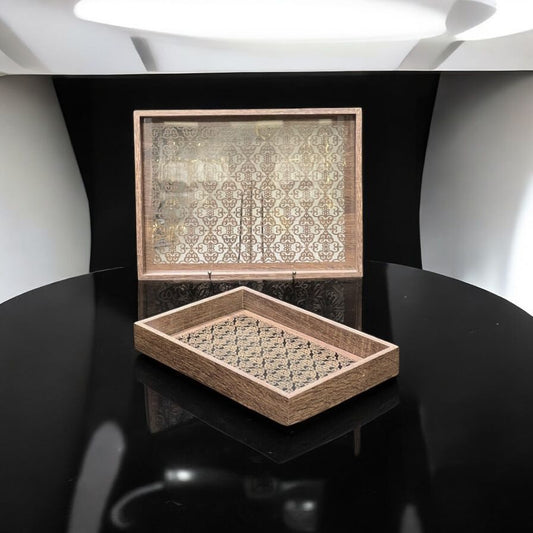 wood tray 2 pc set