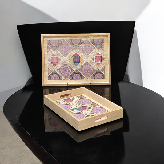 wood tray 2 pc set