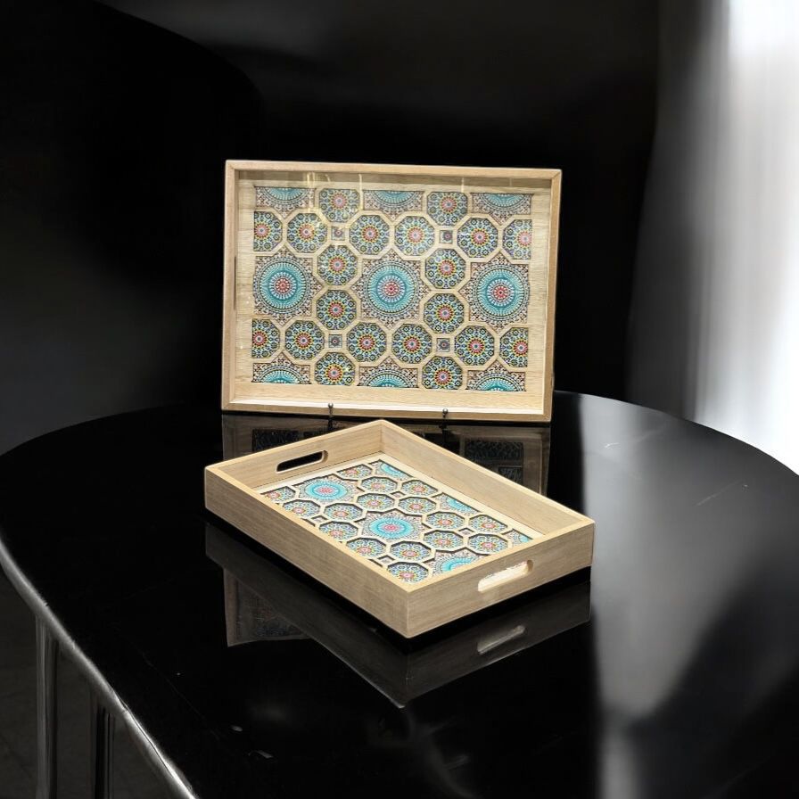 wood tray 2 pc set