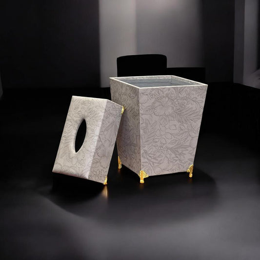 leather dustbin with tissue box
