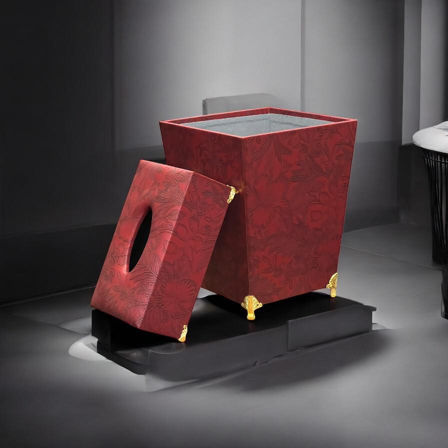 leather dustbin with tissue box