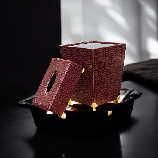 leather dustbin with tissue box
