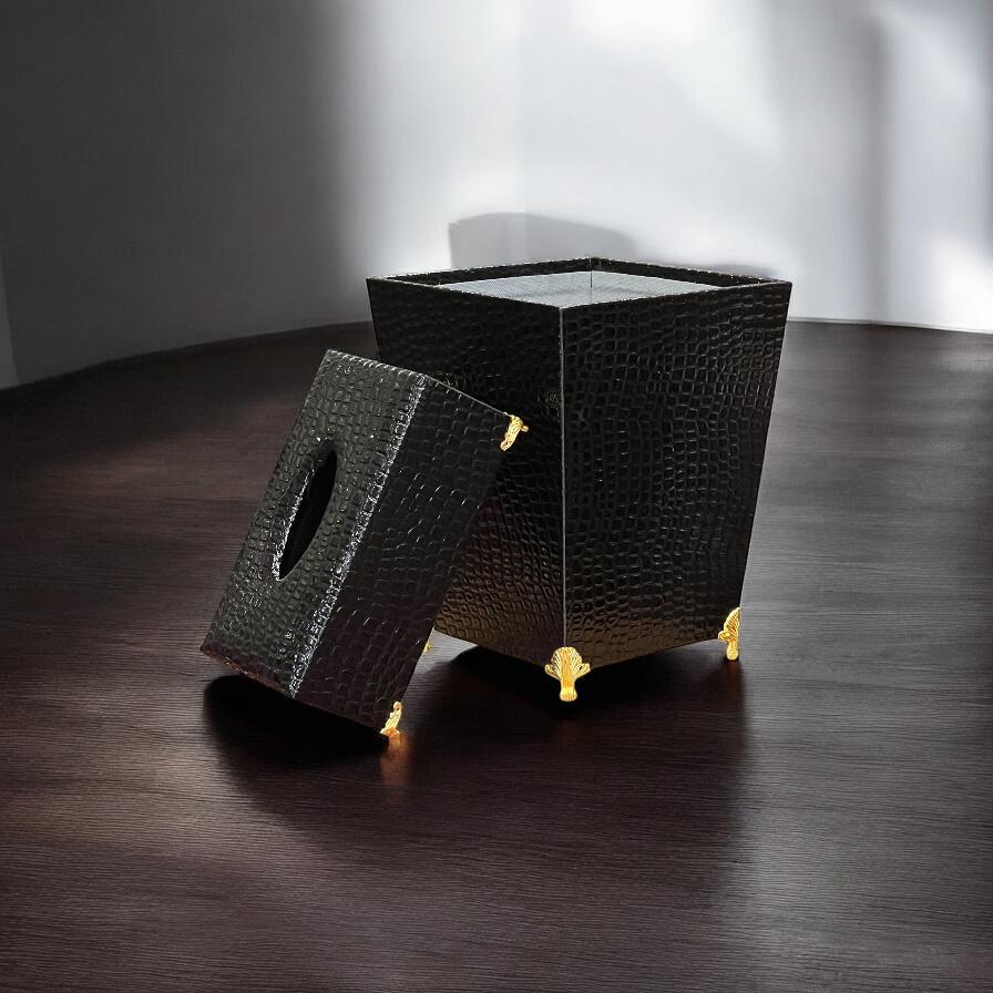 leather dustbin with tissue box