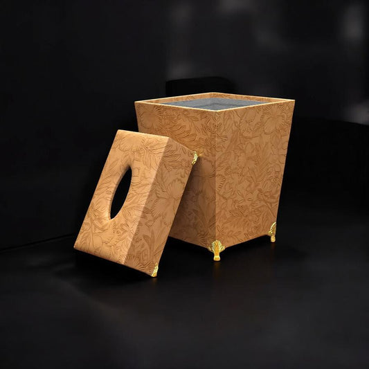 leather dustbin with tissue box