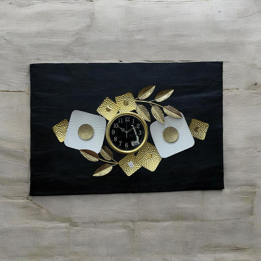 wall hanging with clock metal décor
