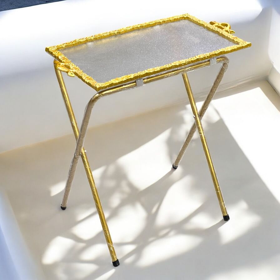 Acrylic folding table with metal stand