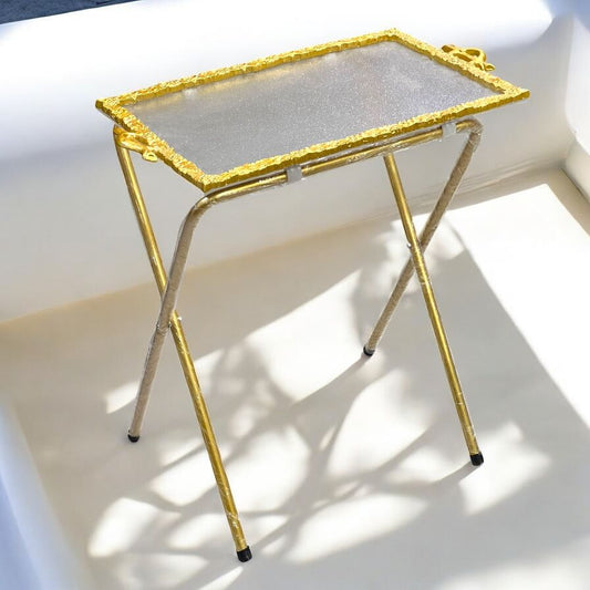 Acrylic folding table with metal stand