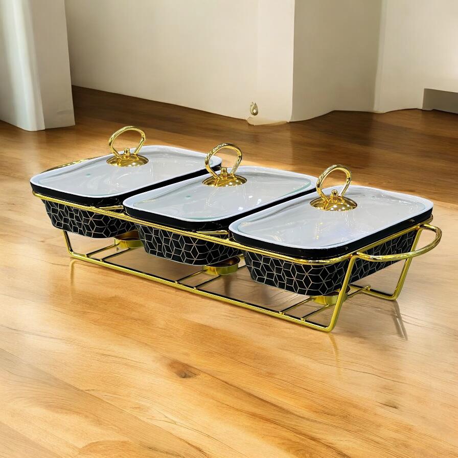 3pc ceramic buffet dish