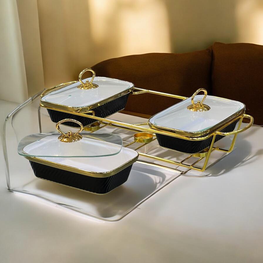 3pc ceramic buffet dish