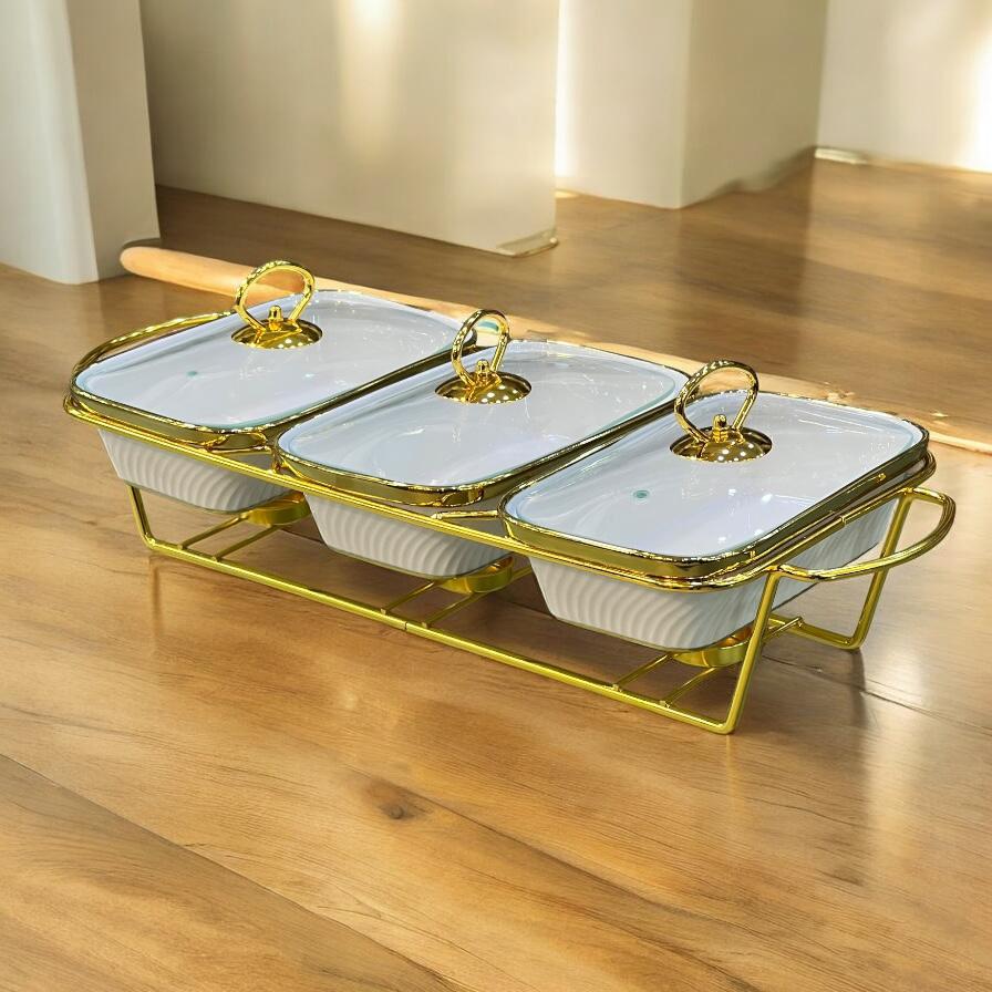 3pc ceramic buffet dish