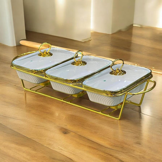 3pc ceramic buffet dish