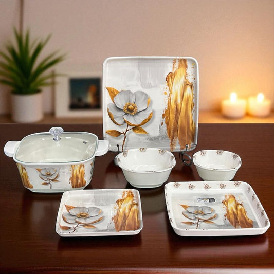 Melamine Dinner Set 72 pcs with Glass Lid