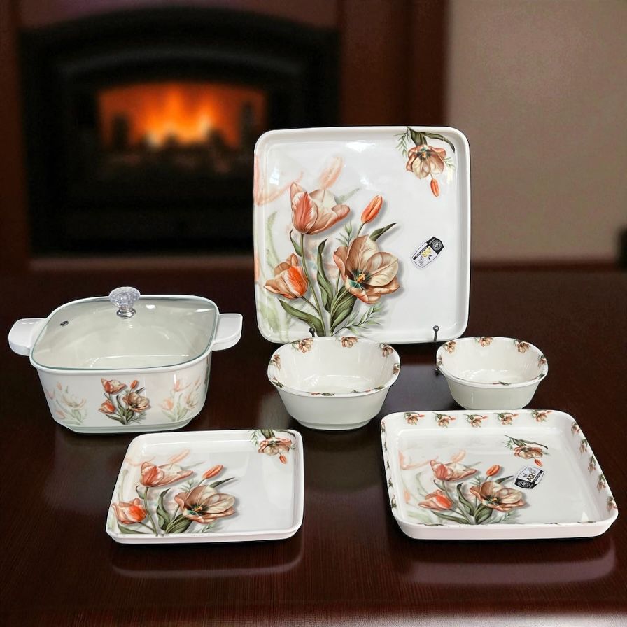 Melamine Dinner Set 72 pcs with Glass Lid
