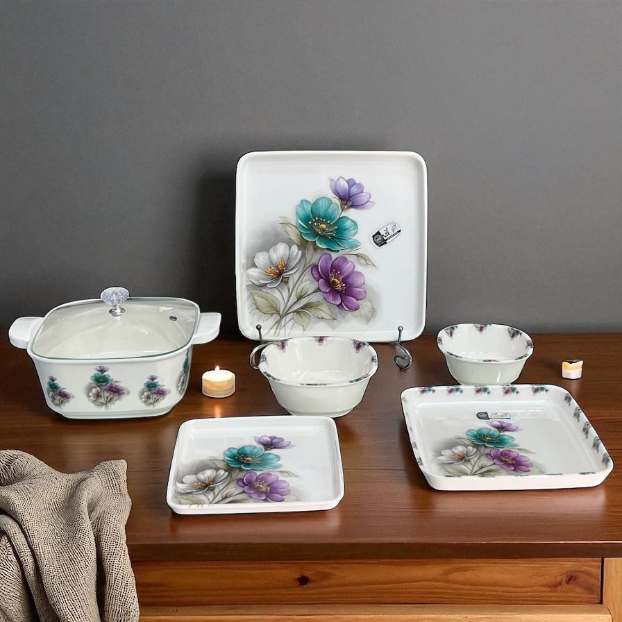 Melamine Dinner Set 72 pcs with Glass Lid