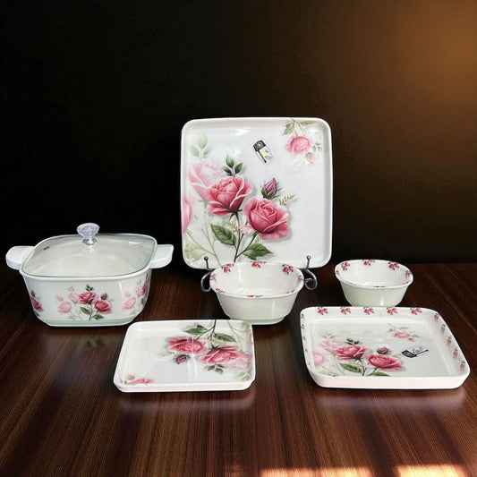 Melamine Dinner Set 72 pcs with Glass Lid