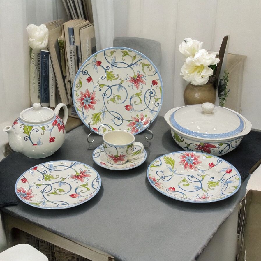 stoneware dinner set (12 serving, 85 pcs)