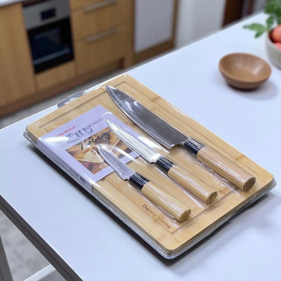 Danny Homes cutting Board with knives