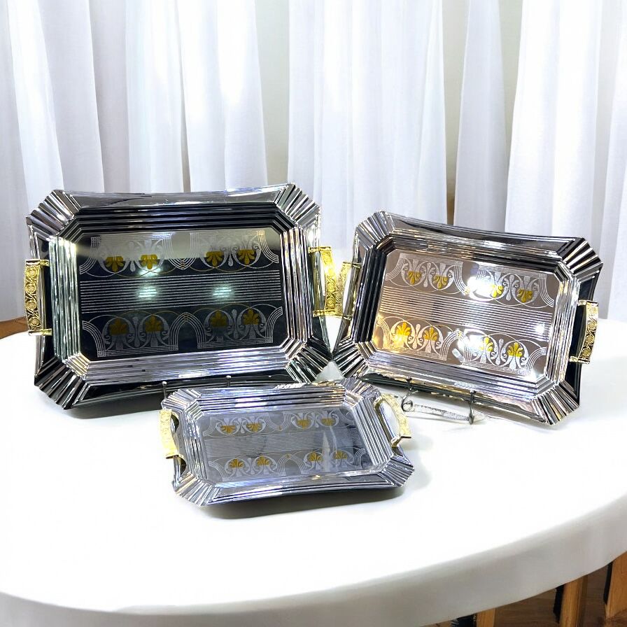Stainless Steel Tray Set 3 pcs