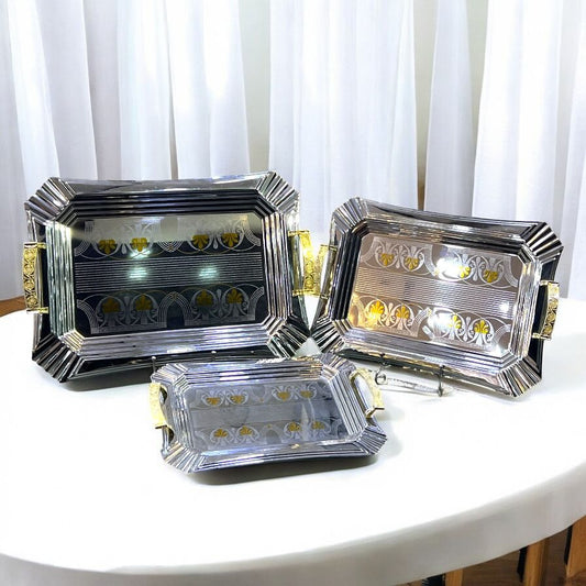 Stainless Steel Tray Set 3 pcs