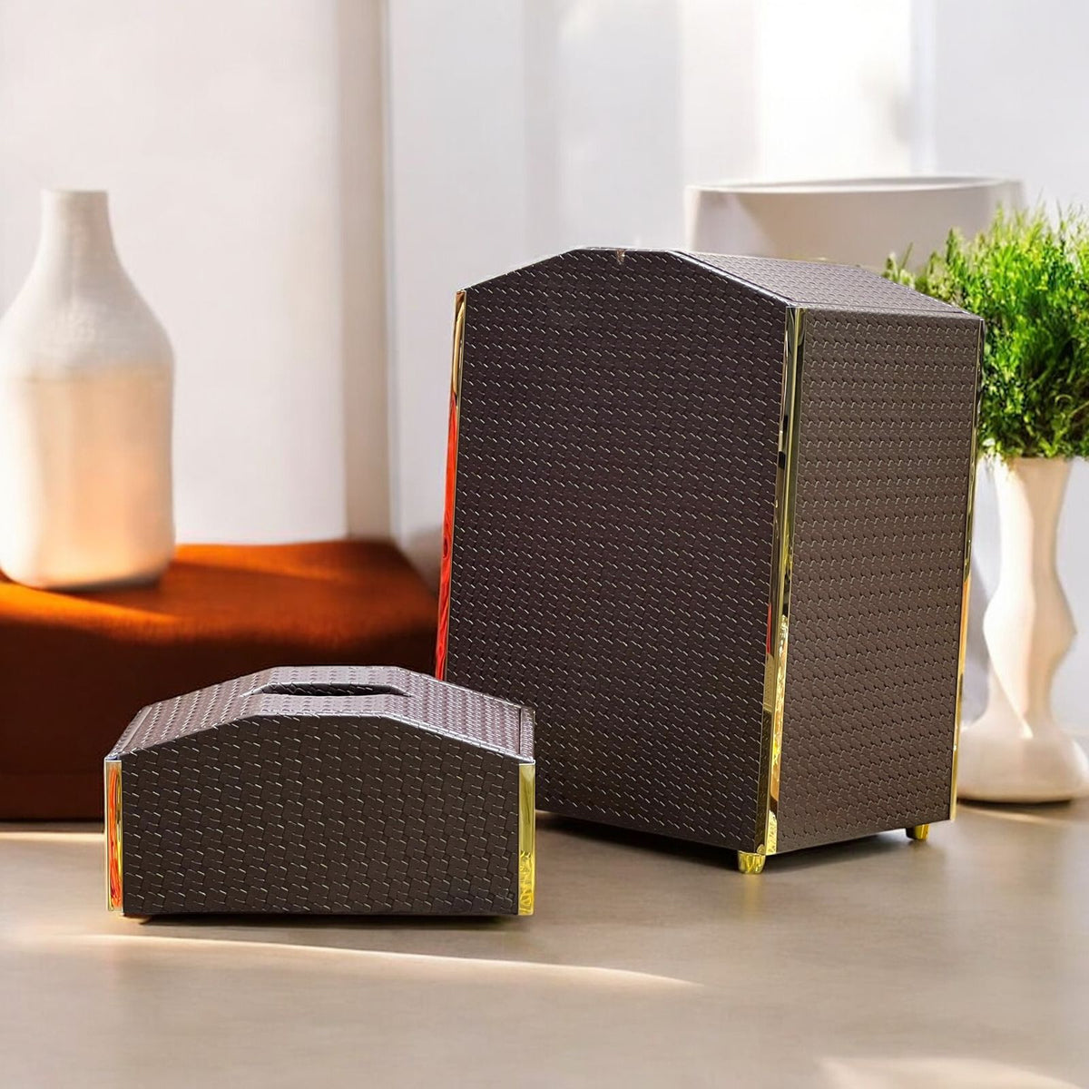 Leather Dustbin Set
